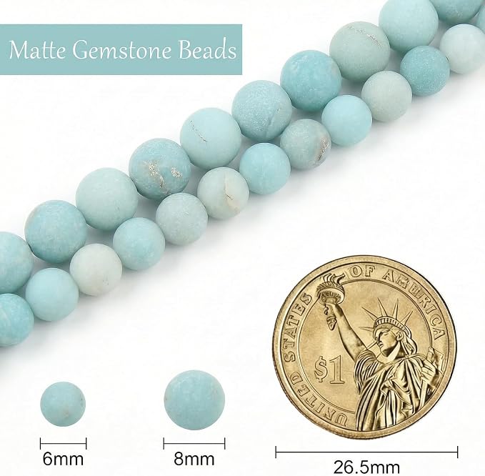 8mm Matte Light Amazonite Bead, 15-Inch Matte Round Loose Stone Beads - Image 3