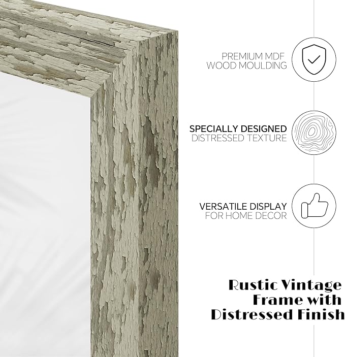 puthiac 4x6 Rustic Farmhouse Picture Frame, Taupe Grey, 1 Pack | Distressed MDF - Image 3