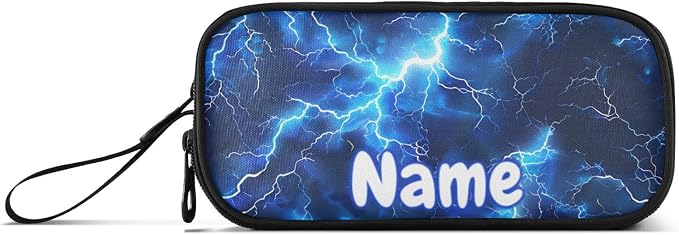 Custom Blue Electric Lightning Pencil Case Box Boys Girls Personalized Name - Image 6
