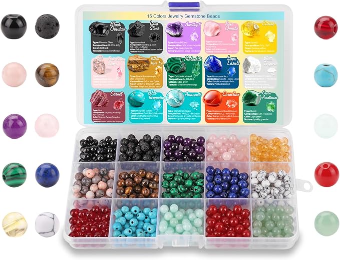 600pcs 15 Colors 6mm Natural Stone Beads Crystals by RisyfjewJewelry