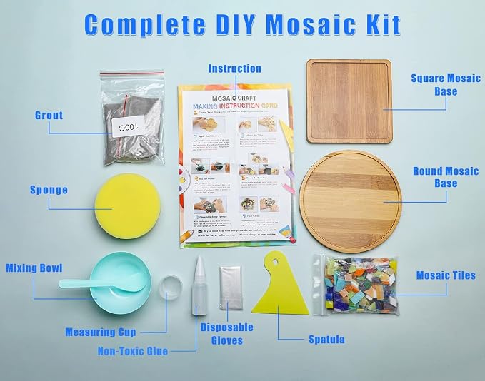 Lanyani 2 Sets of DIY Mosaic Craft Kits Mosaic Tiles Coaster Kit Make Your Own - Image 4