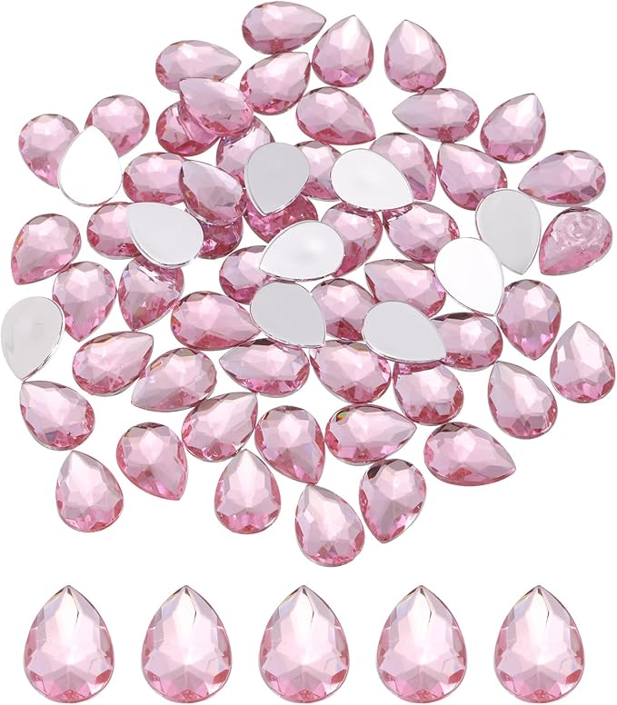 MECCANIXITY 50PCS Flat Back Acrylic Teardrop Gems 10x14mm Artificial Rhinestones by MECCANIXITY