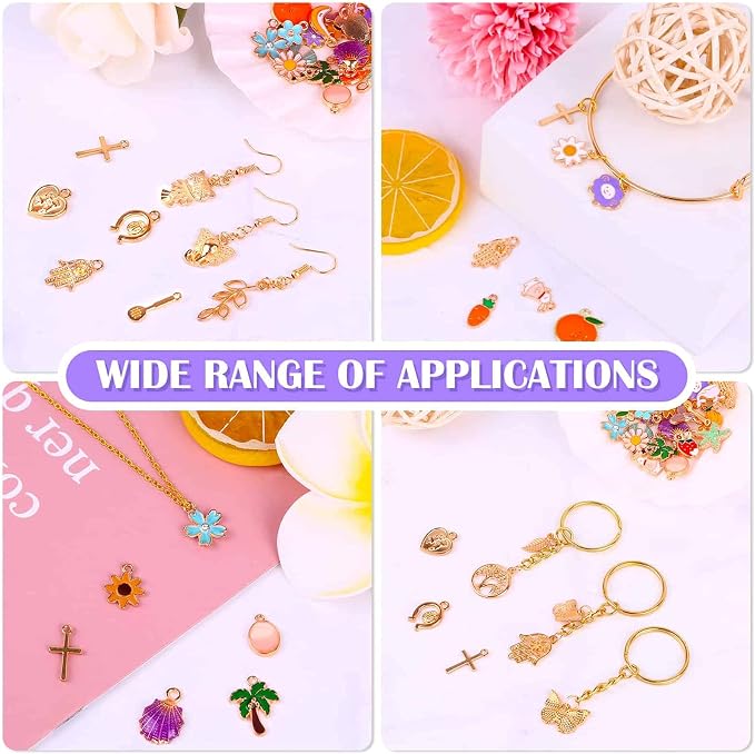 Acejoz 300Pcs Charms for Jewelry Making, Wholesale Bulk Assorted Gold-Plated - Image 5