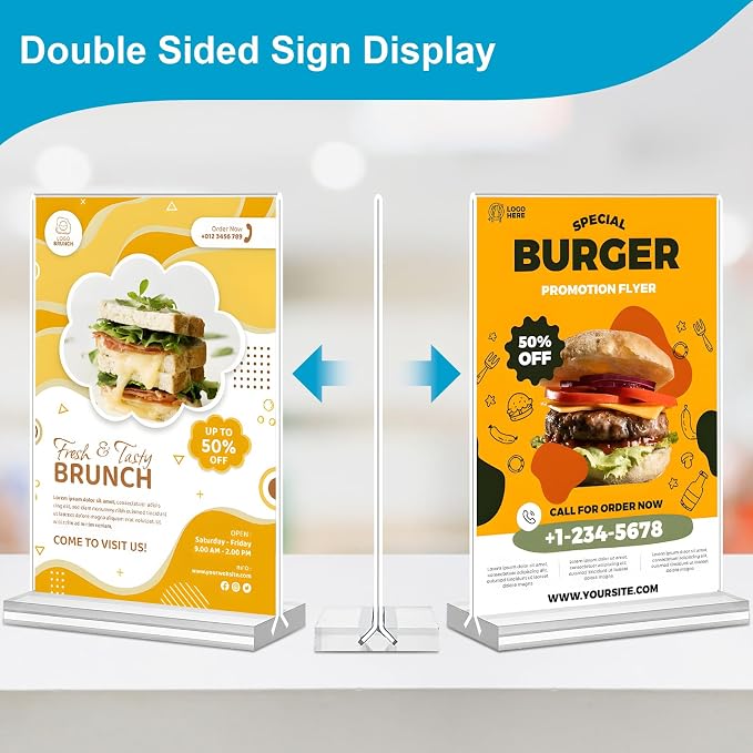 Acrylic Sign Holder 5 x 7, 30 Pack Clear Table Menu Vertical Display Stand - Image 3