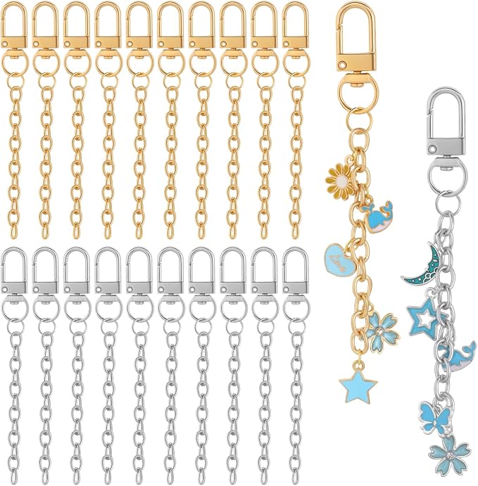 Chuyau 20pcs Keychain Making Kit Gold Silver Swivel Snap Hook Lobster Claw by chuyau