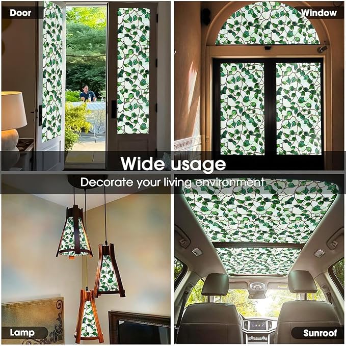 16"x118 Green Mosaic Stained Glass Double Side Window Films Art Decorative - Image 5