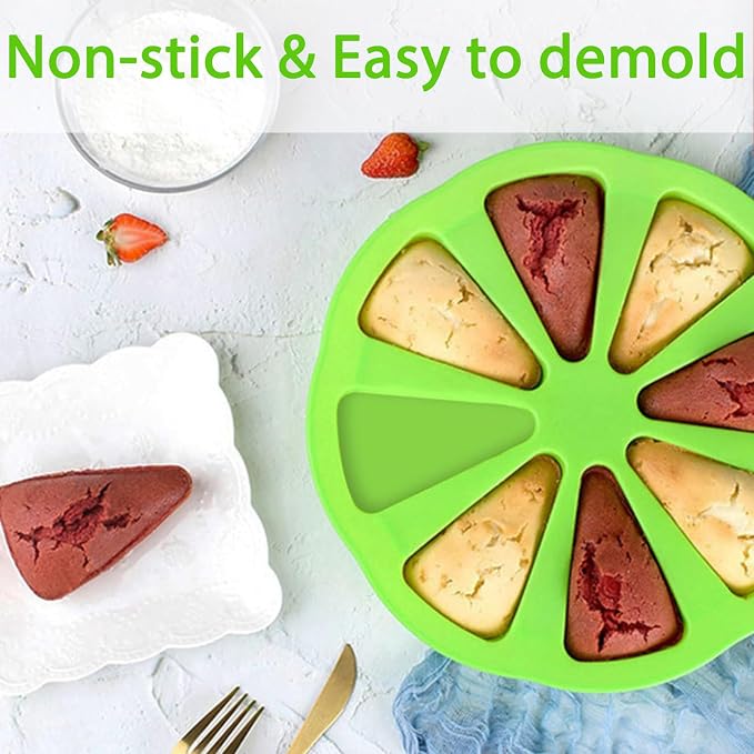 Silicone Scone Baking Pan 8-Cavity Triangle Cake Mold 28.4cm | Nonstick Silicone - Image 3