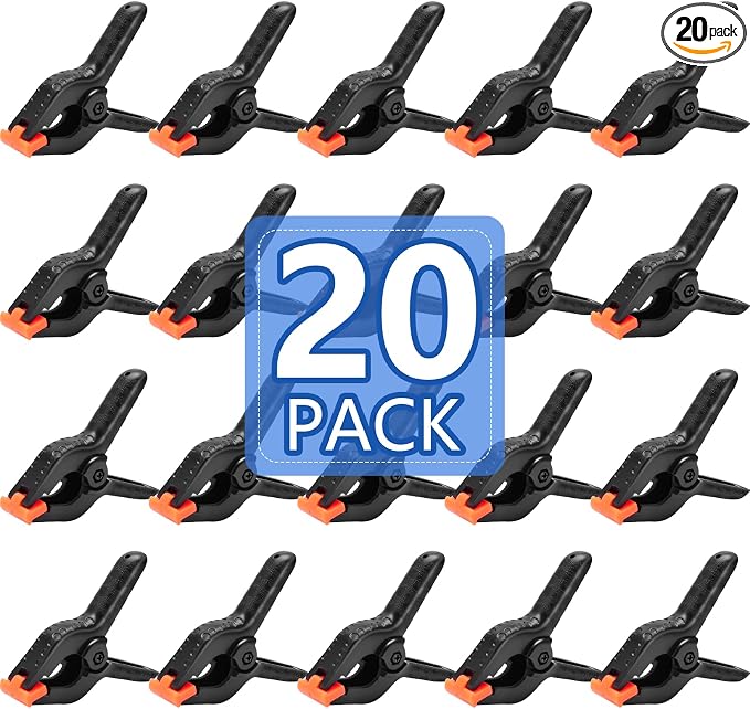 20 Pack 4.5 inch Plastic Spring Clamps, Backdrop Clips, Woodworking Clamps by Unknown
