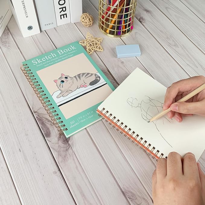 DSTELIN 2 Pack Mini Sketch Books, 7.5 x 5.1 Inch, Spiral Bound - Image 5