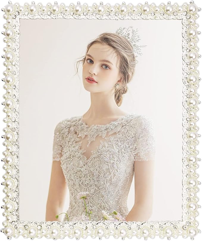 DIKAR 8x10 Wedding Picture Frame, Pearls Diamond Picture Frame by DIKAR