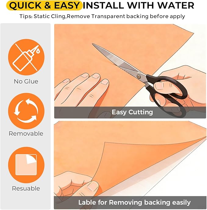 OHTMERU 3D Stained Glass Window Privacy Film, Heat Control UV Blocking Static - Image 9