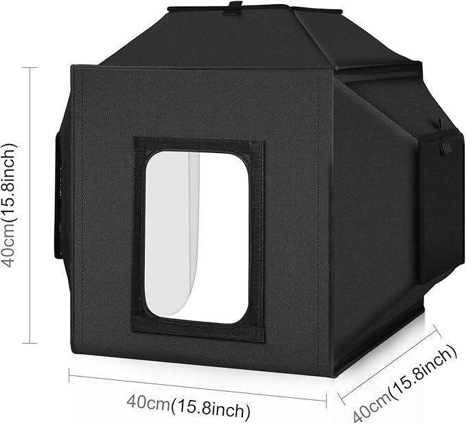 Glendan Portable Light Box Photography: 16"x16" Professional Dimmable Photo Box with High CRI 480 LED Lights - Soft Box with 4 Photo Backdrops for Jewelry and Product Photography