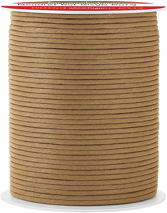 Mandala Crafts 2mm 109 Yards Tan Cotton Waxed Cord for Jewelry Making Bracelet Cord Waxed String - Beading String Thread Jewelry Cords for Necklaces String