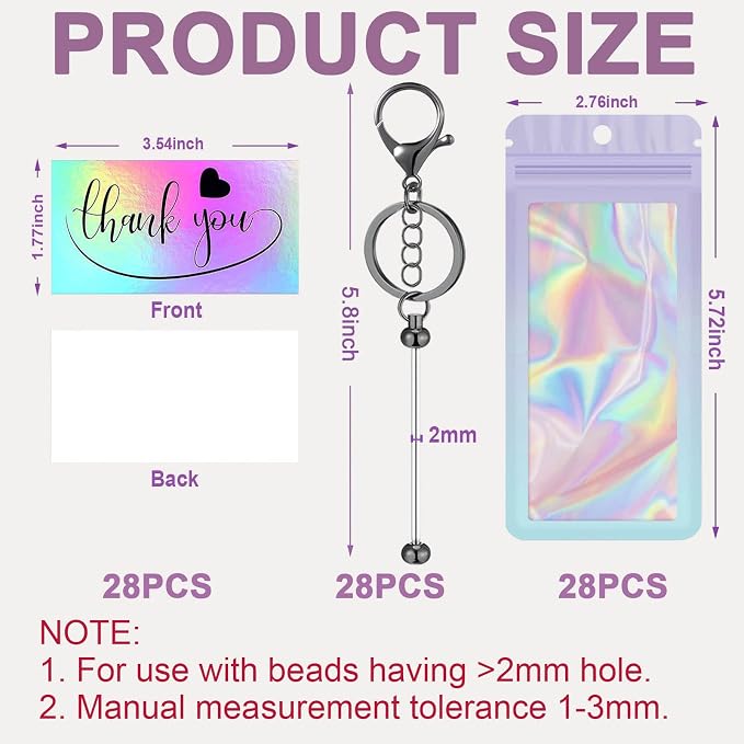 42/84/126 Pcs Beadable Keychain Bars Bulk Blank DIY Beaded Keychain Making - Image 2