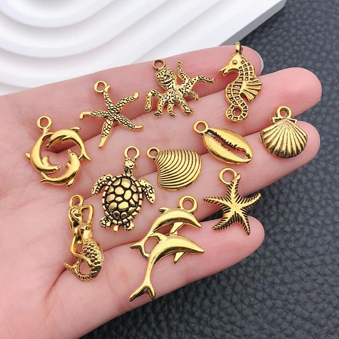 WOCRAFT 60pcs Antique Gold Ocean Bracelet Charms - Image 2
