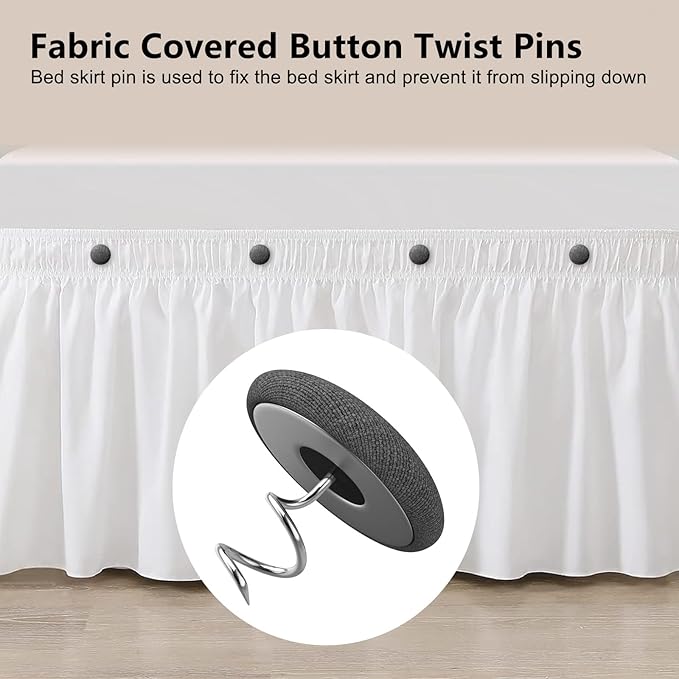 Linen Fabric-Covered Twist Pins - 8 Colors Upholstery Pins & Bed Skirt Pins -Used to Secure Sofa Cushion, Armrest Covers, Furniture & Bed Skir(12, Dark Gray)