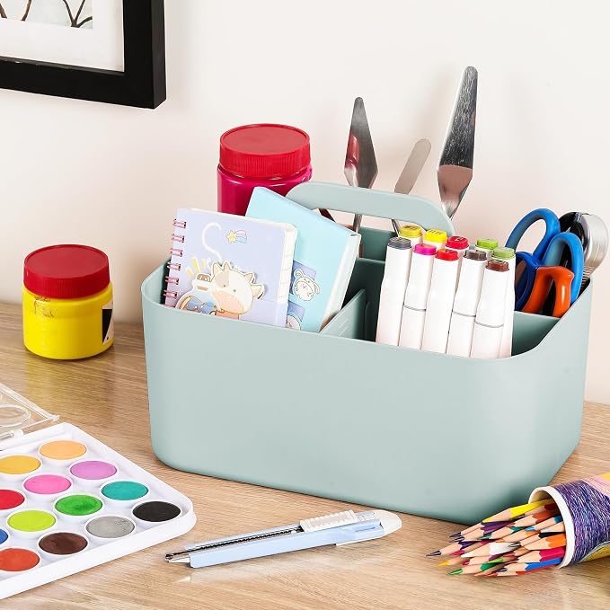 Multiuse Caddy Organizer with Handle, Portable Divided Plastic Tote Bin - Image 4