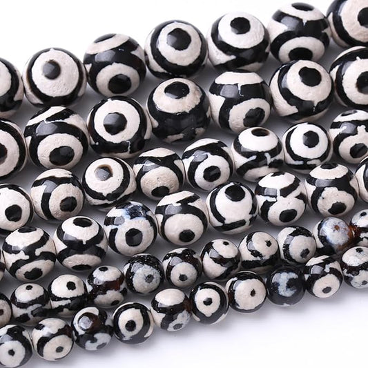 60PCS 6MM Natural Tibetan Stone Beads Round Loose Stone Beads for Jewelry Making DIY Energy Stone Healing Power Bracelet 15"
