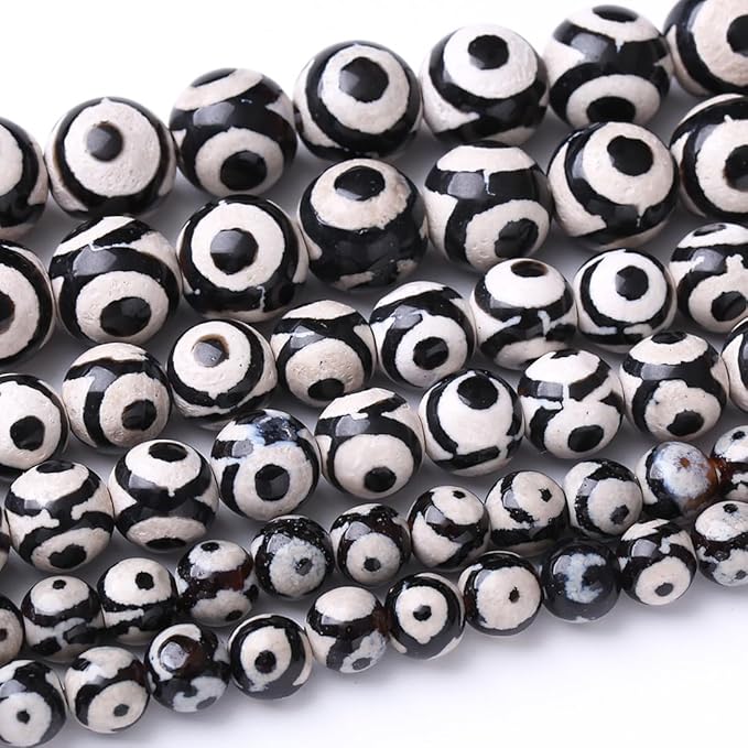 36PCS 10MM Natural Tibetan Stone Beads Round Loose Stone Beads for Jewelry Making DIY Energy Stone Healing Power Bracelet 15"
