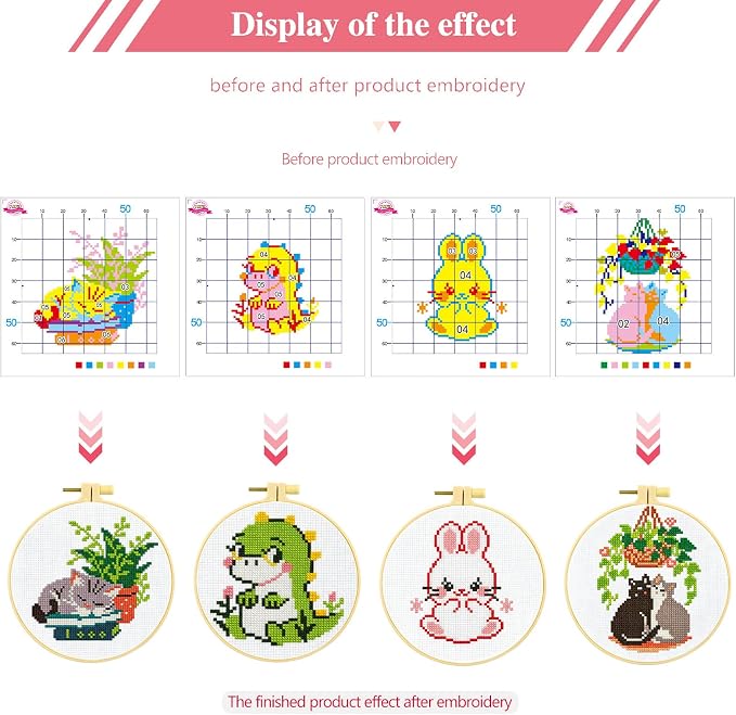 Zhenqing 4 Cute Animal Cross Stitch Kit - Image 3