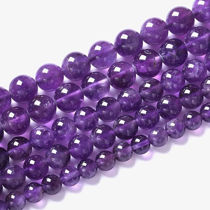 60pcs 6mm AAA Natural Amethyst Beads Crystal Energy Healing Power Stone Beadsfor Jewelry Making DIY Bracelet Necklace Accessories 15"