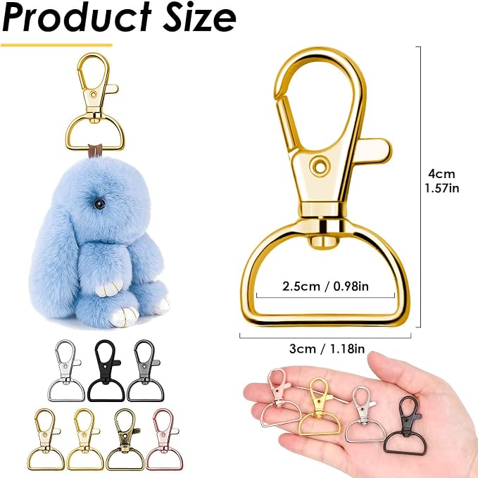 Swivel Clasp Hooks, Anezus 80Pcs Key Chain Clip Hooks, D Ring Clip Lanyard - Image 4