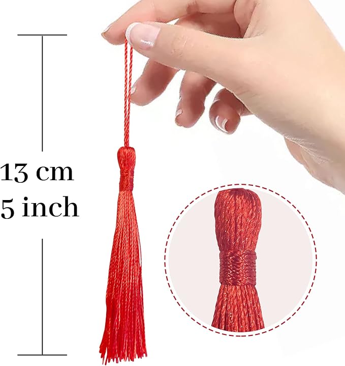 100 Pcs 13cm/5 Inch Silky Handmade Soft Craft Mini Tassels - Image 2