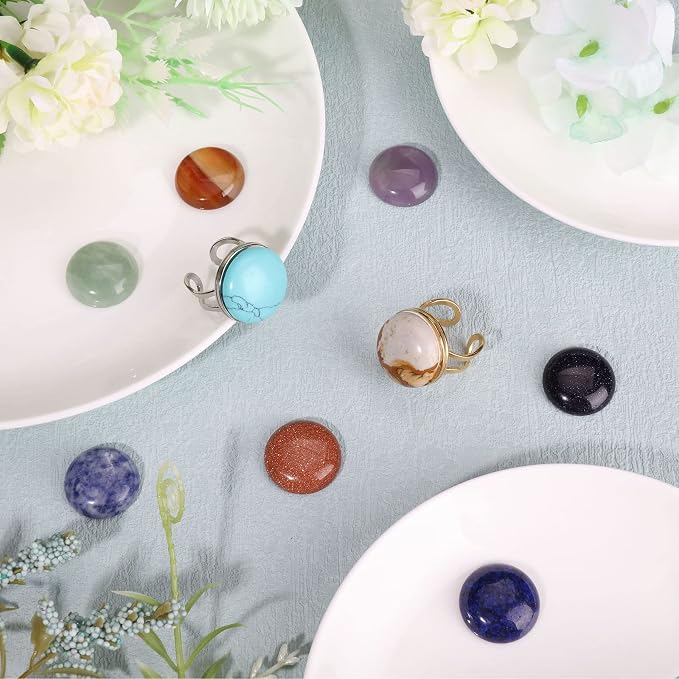 SUPERFINDINGS 16 Styles Half Round Gemstoness Cabochon 20mm Flat Back Stones - Image 7