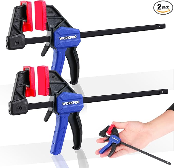 WORKPRO 6" Mini Bar Clamps for Woodworking, One-Handed Clamp/Spreader, by WORKPRO