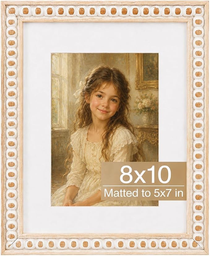Solid Wood 8x10 Picture Frame Beaded Frame by QOTIB