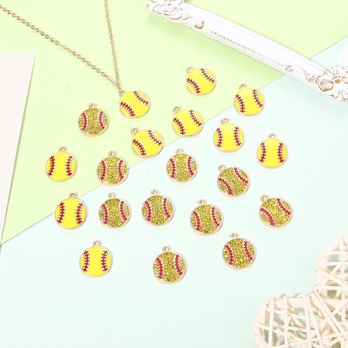 20PCS Sports Charms Enamel Basketball Baseball Pendant Charms - Image 2