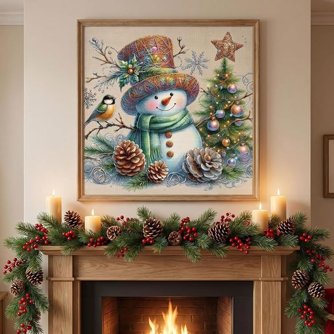 Christmas Snowman Stamped Cross Stitch Kits - Image 3
