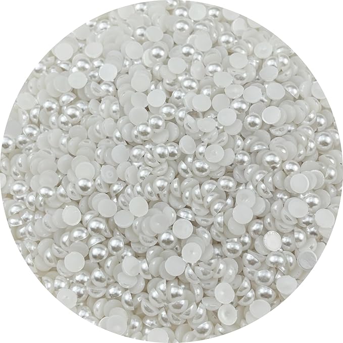 3000pcs 6mm Half Pearls for Crafts Flatback Round Half Pearl Beads for Jewelry Making Nail Art Scrapbook Craft Wedding Dress Decoration(White)