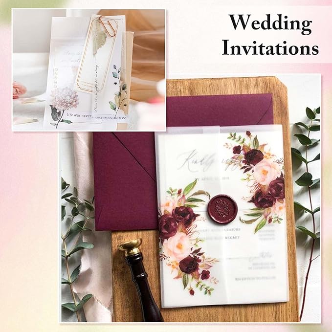 130 Pcs Vellum Translucent Paper 8.5 x 11 inches Tracing Vellum Invitation Paper for Vintage Greeting Card Overlays, Lanterns, Envelope Sketching Crafting Scrapbooking, Journaling (93gsm/63lb)