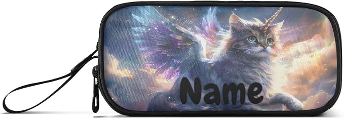 Custom Unicorn Cat with Wings Pencil Case Box Boys Girls Personalized Name - Image 6