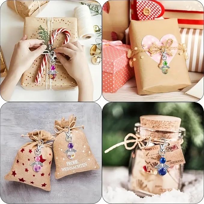 180Pcs DIY Angel Pendant Keychains Kit Includes Alloy Wing Spacer Imitated Bead - Image 4