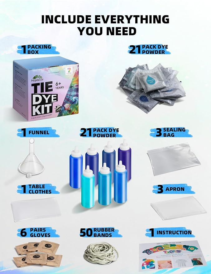 Tie Dye Kit - 7 Blue Shades Tie Dye Kits - Image 3