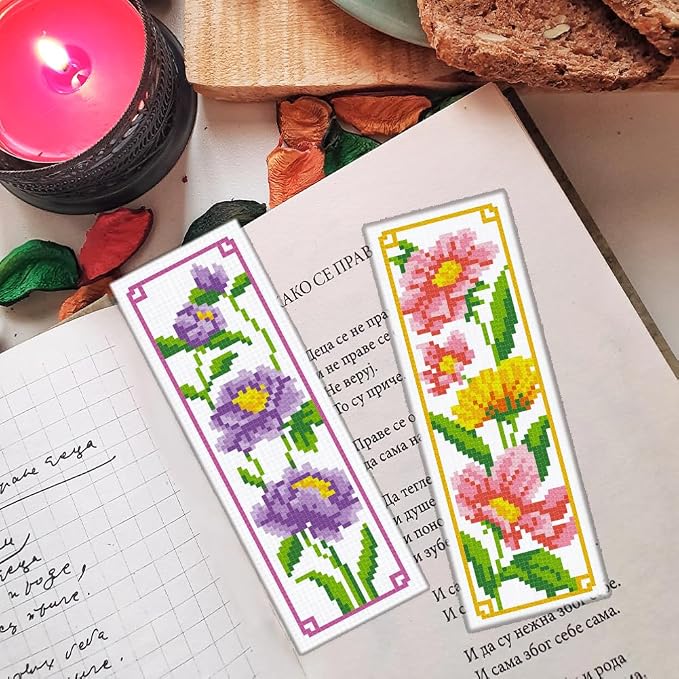 ORIGACH 6 Set Floral Cross Stitch Bookmark Kit - Image 7