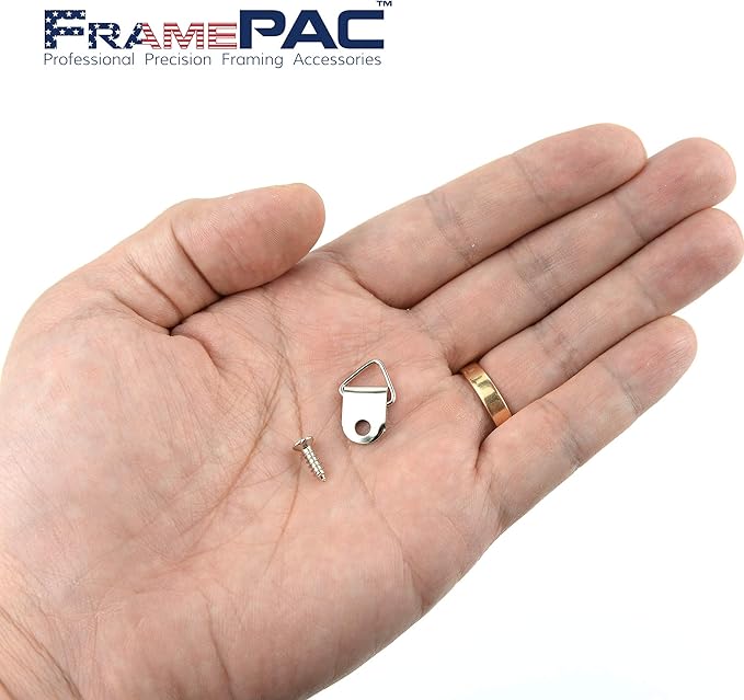 100 Pack Picture Hangers with Screws, Small Triangle Ring, D Rings for Clock, Decoration, Mirror, Paintings, Artwork Picture Frame