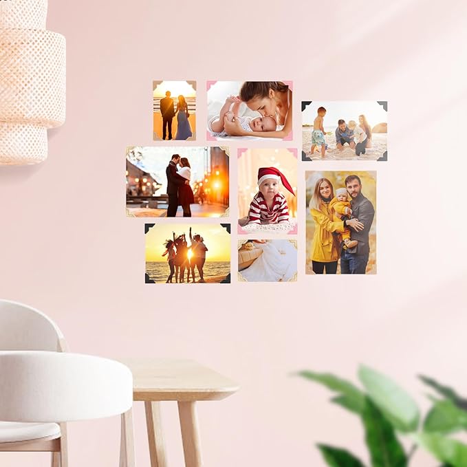 GOONAVI 15 Sheets 360 PCS Rose Gold Photo Corners Notebook, Self-Adhesive Corners for DIY Album Journal, Corner Stickers for Trip Memory Book