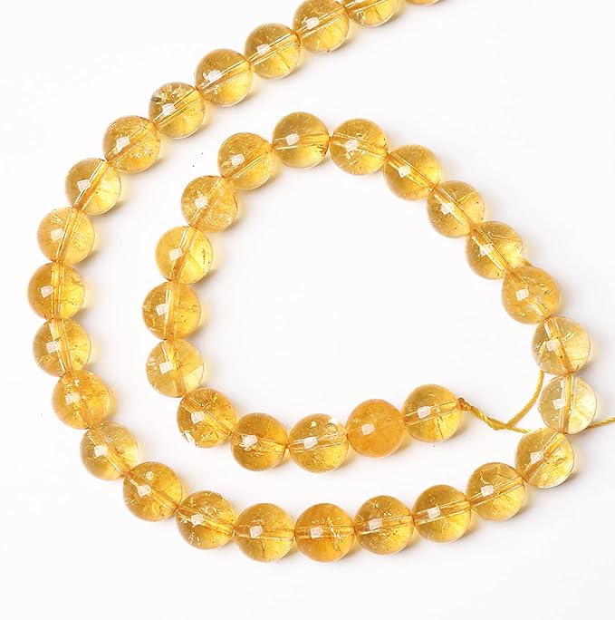 10mm 36Pcs Natural Citrine Beads for Jewelry Making Gemstone Round Loose Beads DIY Bracelet Necklace