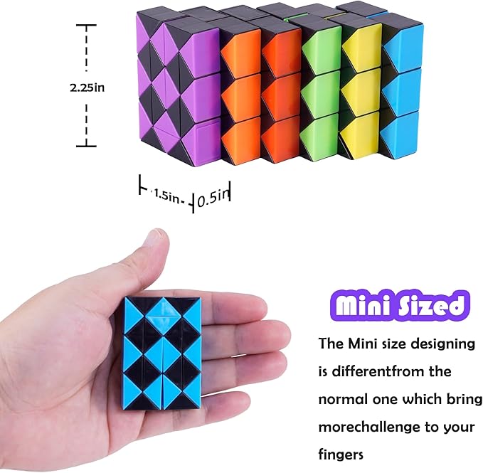 Ganowo 18 Pack Fidget Snake Cube Mini Twist Puzzle for Kids Stocking Stuffer, Birthday Party Favors, Goodie Bags Fillers, Classroom Rewards, Black