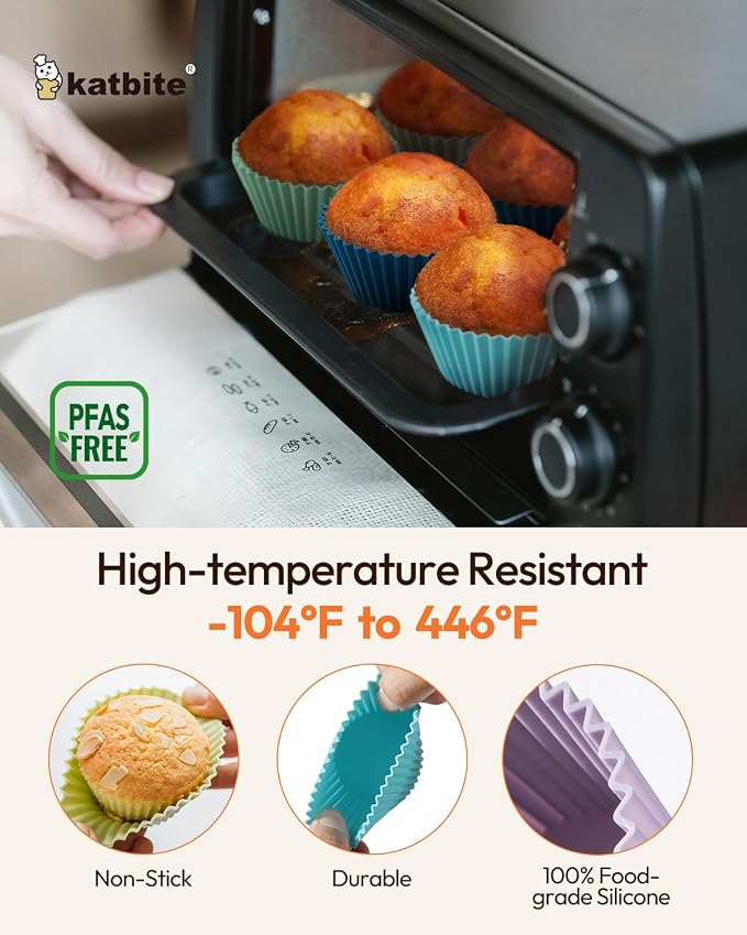 Silicone Cupcake Baking Cups Katbite 24 Pack Silicone Baking Cups Reusable - Image 2