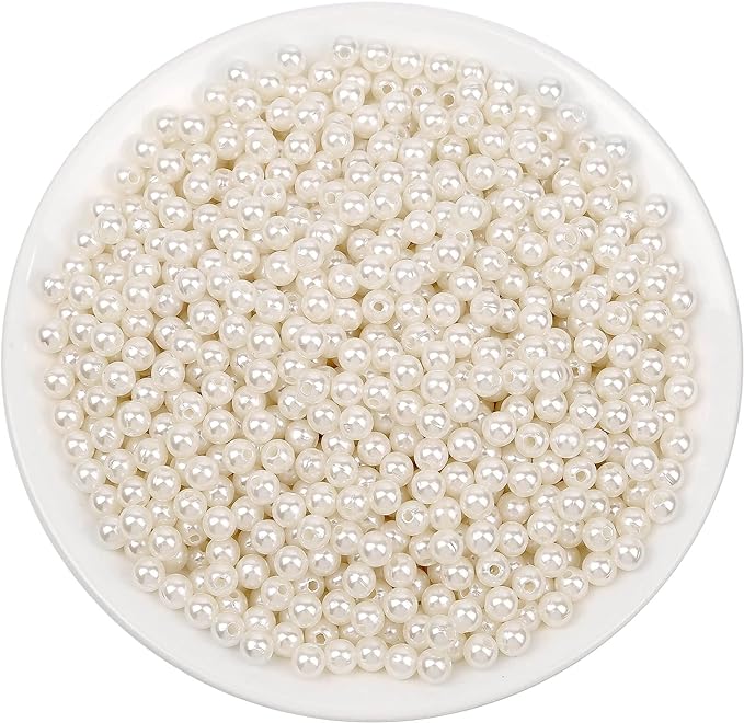 anezus Pearl Beads for Craft, 6 mm Small Sew on Pearl Beads by anezus