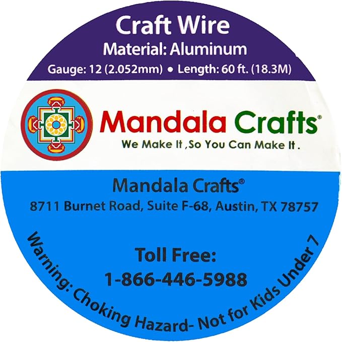 Mandala Crafts 12 Gauge Anodized Aluminum Craft Wire for Jewelry Making - 60 FT Colored Flexible Pink Wire - Bendable for Bonsai Armature Crafting Sculpting