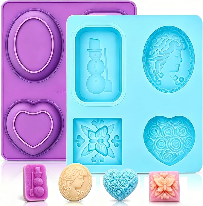 SJ Silicone Soap Molds 2 Packs, 3D Flower Silicone Molds by SJ