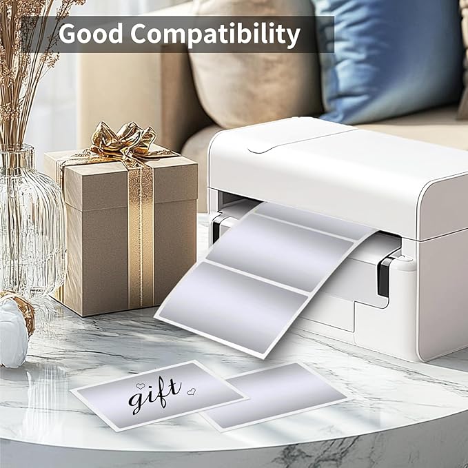 2" x 3" Silver Thermal Label Stickers,Waterproof Thermal Printer Sticker Labels for Gift Wrapping, Self-Adhesive Name Price Tag DIY Custom Logo Design (280 pcs,Silver)