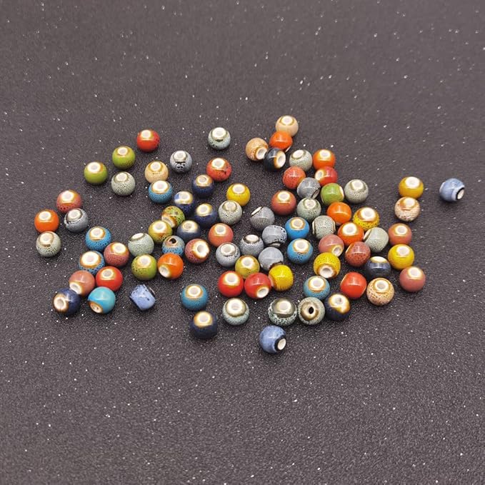 INSPIRELLE 180 Pieces Porcelain Beads Chinese Round Ceramic Beads 8mm for Handmade Jewelry Making Bracelets Necklace Making, Leopard