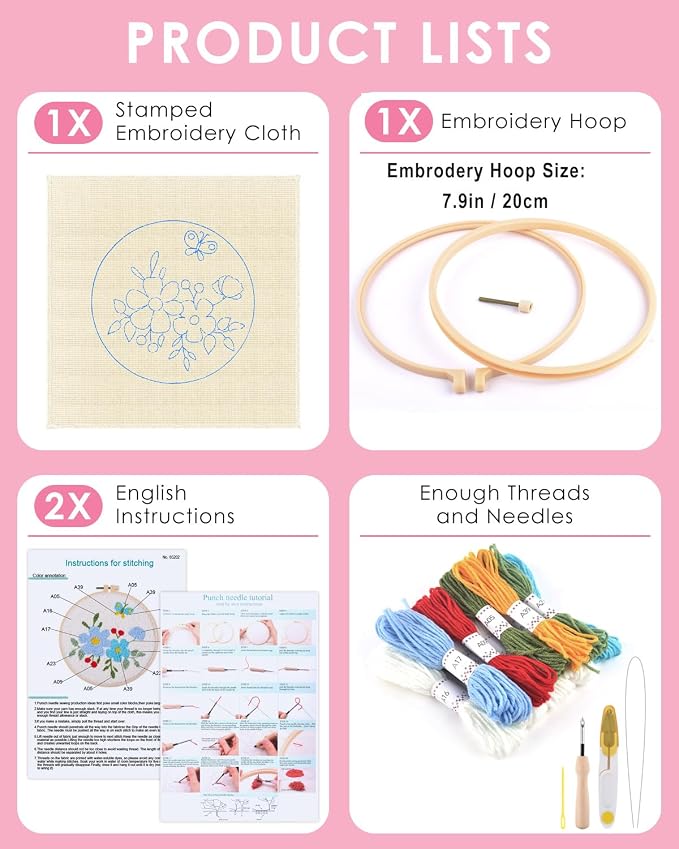 TINDTOP Punch Needle Embroidery Kits, Flowers Punch Needle Kits - Image 2