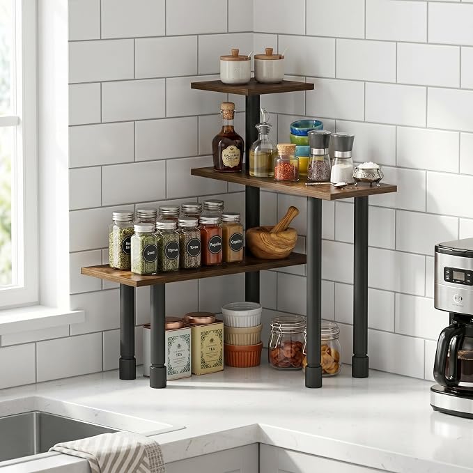 Furinno Turn-N-Tube Kitchen Countertop Organizer, 3-Tier Corner Countertop - Image 7